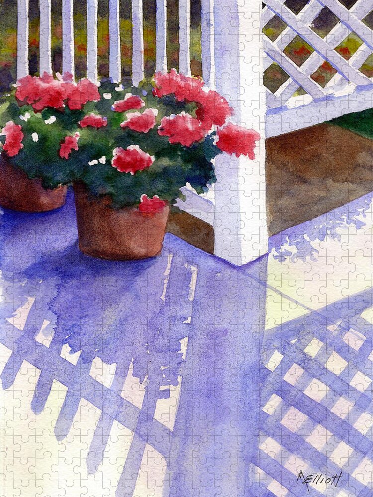 Porch Jigsaw Puzzle featuring the painting Shadow Play by Marsha Elliott