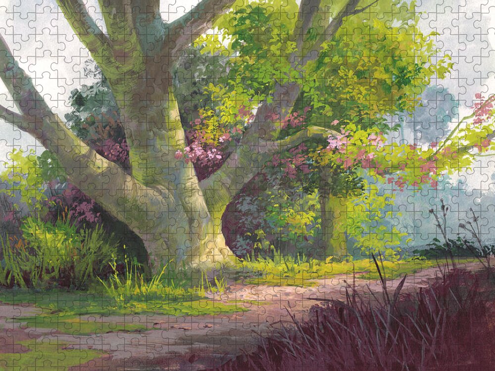 Michael Humphries Jigsaw Puzzle featuring the painting Shady Oasis by Michael Humphries