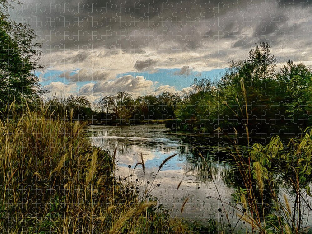 Midwest Jigsaw Puzzle featuring the photograph Shaw Nature Reserve Approaching Storm Photo Painting 7R2_DSC2646_10242017 by Greg Kluempers