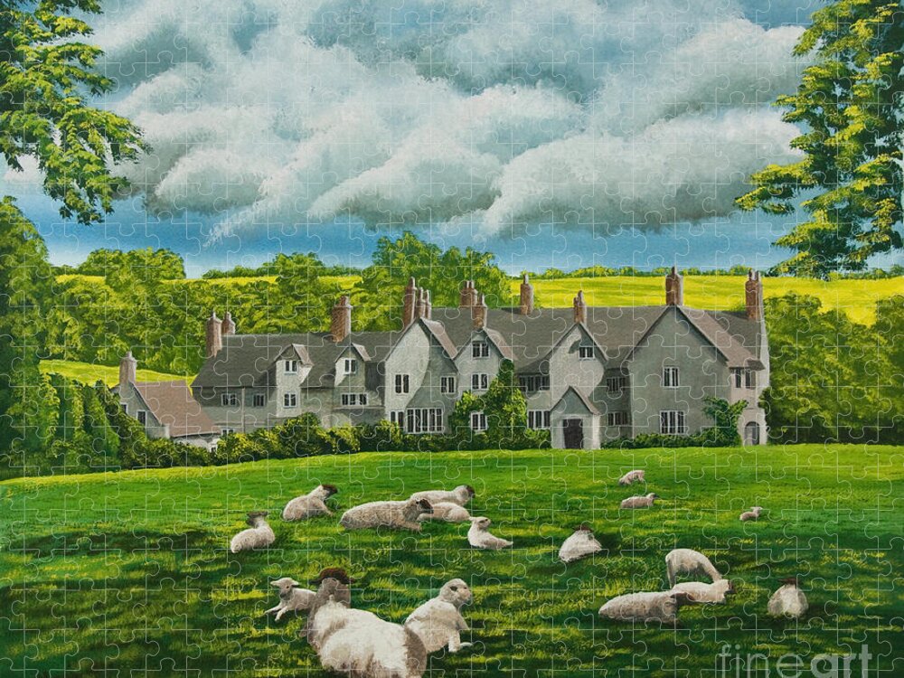English Painting Jigsaw Puzzle featuring the painting Sheep in Repose by Charlotte Blanchard