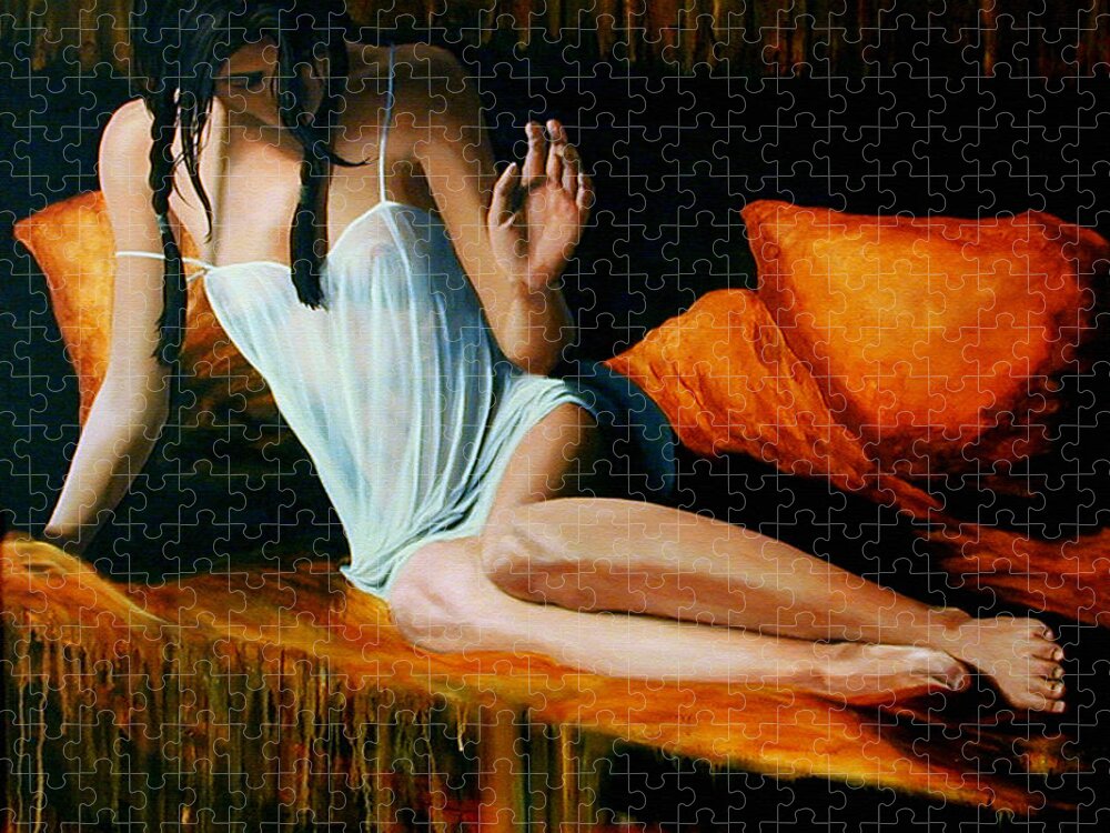 Woman Jigsaw Puzzle featuring the painting Sheer by Ryan Swallow