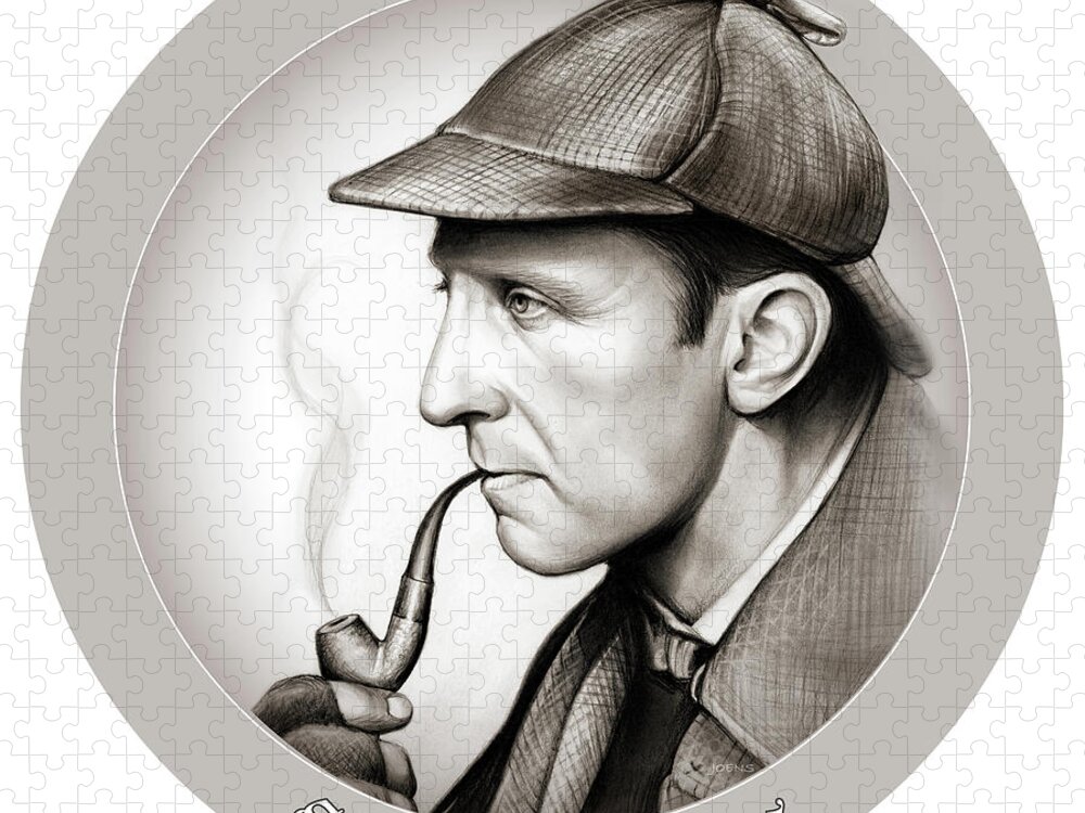 Sherlock Holmes Jigsaw Puzzle featuring the mixed media Sherlock Holmes by Greg Joens