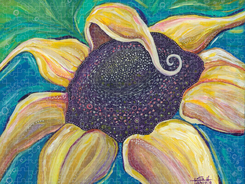 Sunflower Painting Jigsaw Puzzle featuring the painting Shine Bright by Tanielle Childers