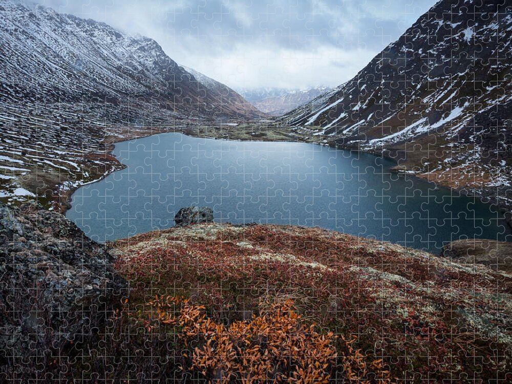 Alaska Jigsaw Puzzle featuring the photograph Ship Lake in Autumn Sleet by Tim Newton