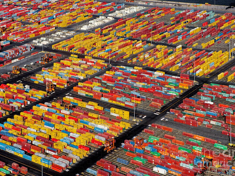 Heavy Industry Jigsaw Puzzle featuring the photograph Shipping Container Yard by Phil Degginger