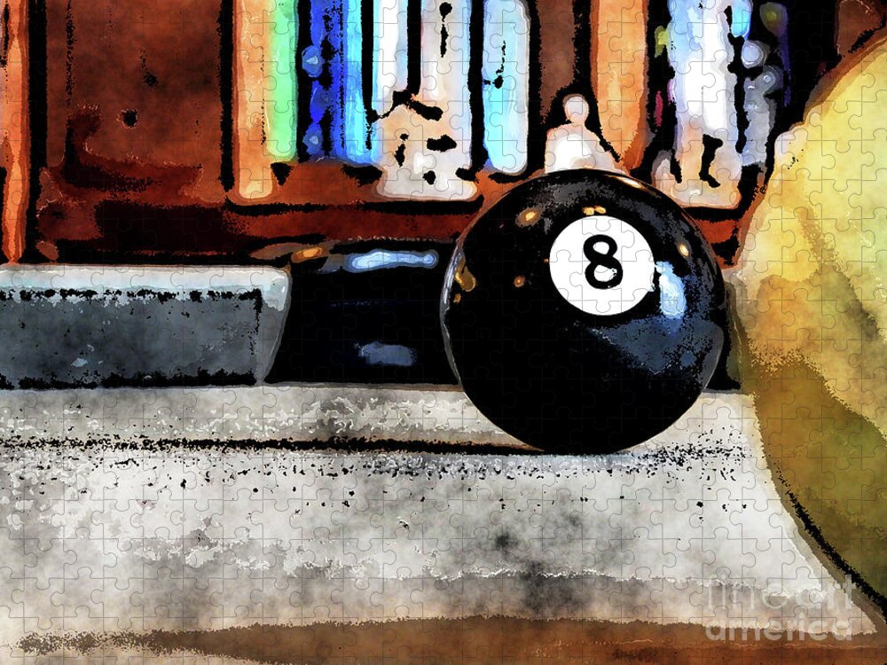 Pool Jigsaw Puzzle featuring the digital art Shooting For The Eight Ball by Phil Perkins