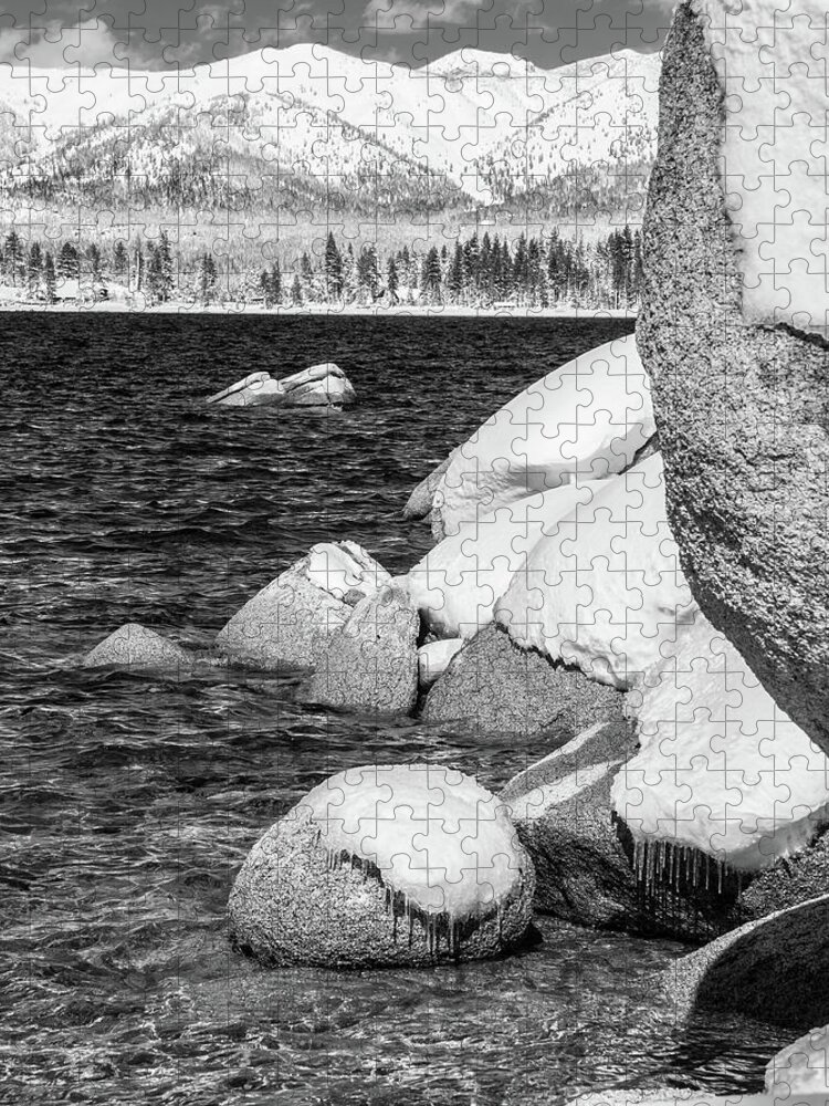 Lake Jigsaw Puzzle featuring the photograph Shoreline Snow by Martin Gollery