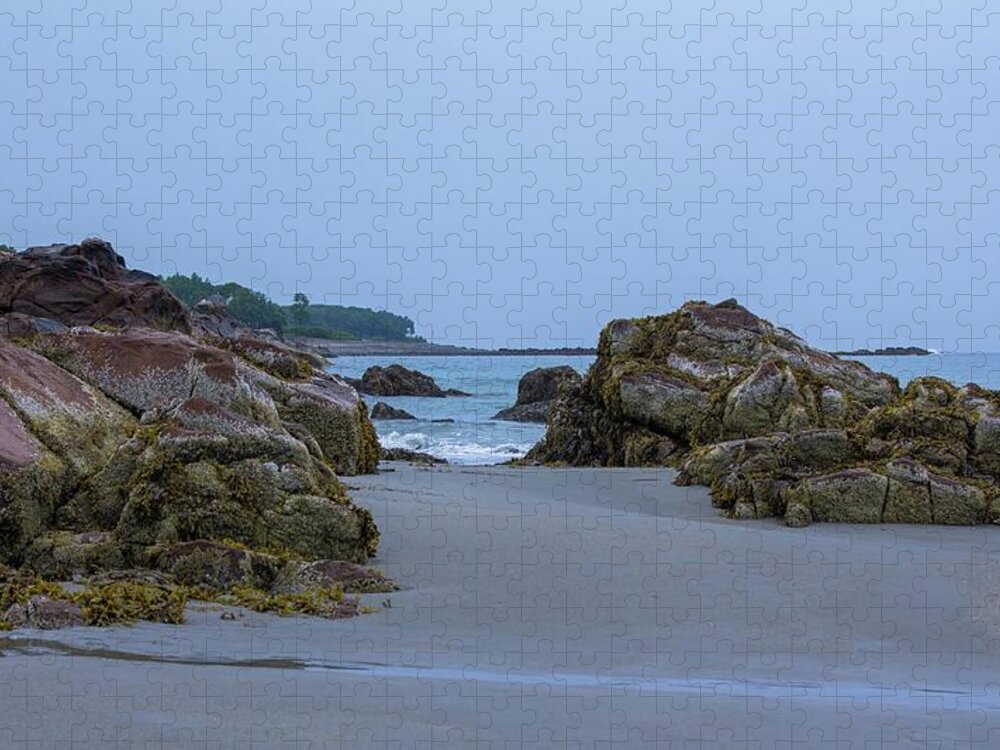 Overcast Jigsaw Puzzle featuring the photograph Short Sands Beach York Maine 4 by Michael Saunders