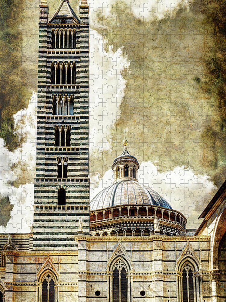 Siena Jigsaw Puzzle featuring the photograph Siena Duomo tower and cupola by Weston Westmoreland