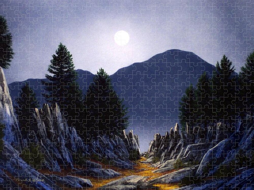 Mountains Jigsaw Puzzle featuring the painting Sierra Moonrise by Frank Wilson