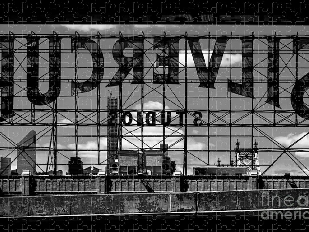Silvercup Studios Jigsaw Puzzle featuring the photograph Silvercup Studios Sign Backside by James Aiken