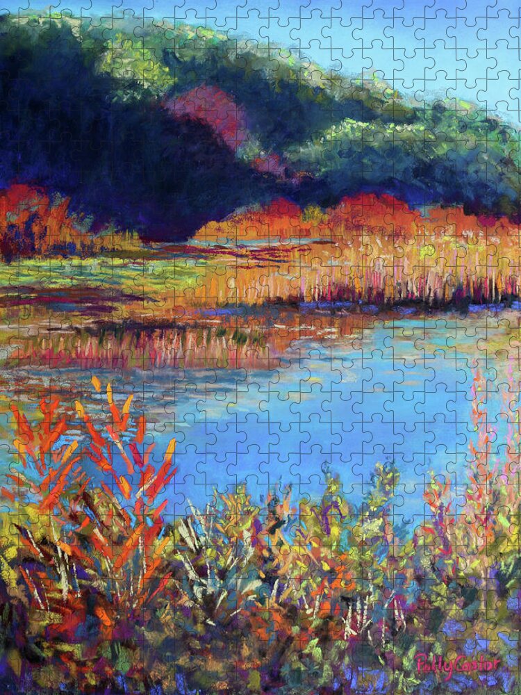  Jigsaw Puzzle featuring the pastel Simpaug Pond in October by Polly Castor