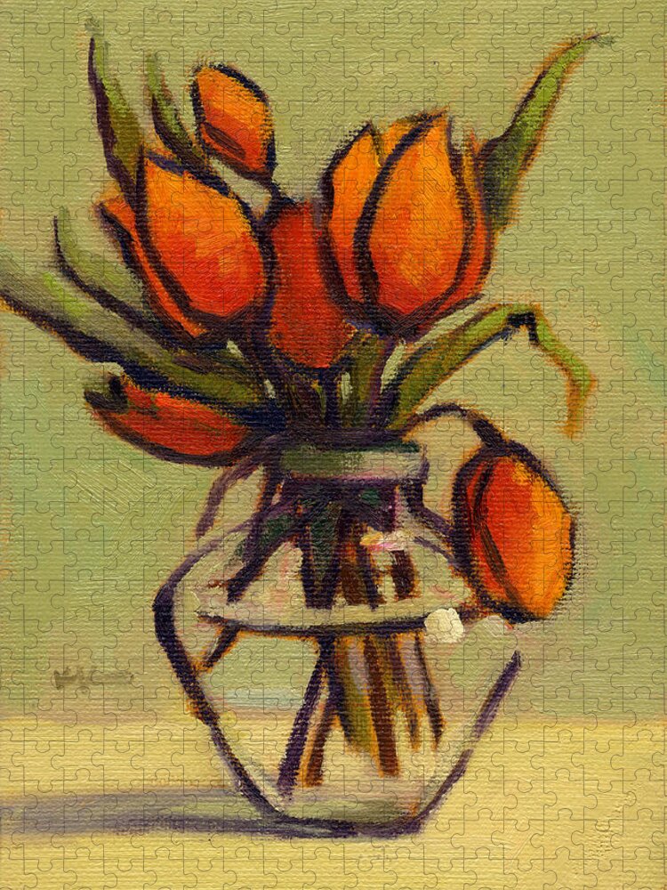 Orange Jigsaw Puzzle featuring the painting Simple Elegance by Konnie Kim