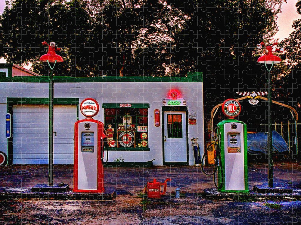 Gas Station Jigsaw Puzzle featuring the photograph Sinclair by Steve Karol