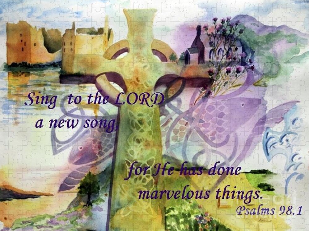 Christian Art Jigsaw Puzzle featuring the painting Sing a New Song by Maria Hunt