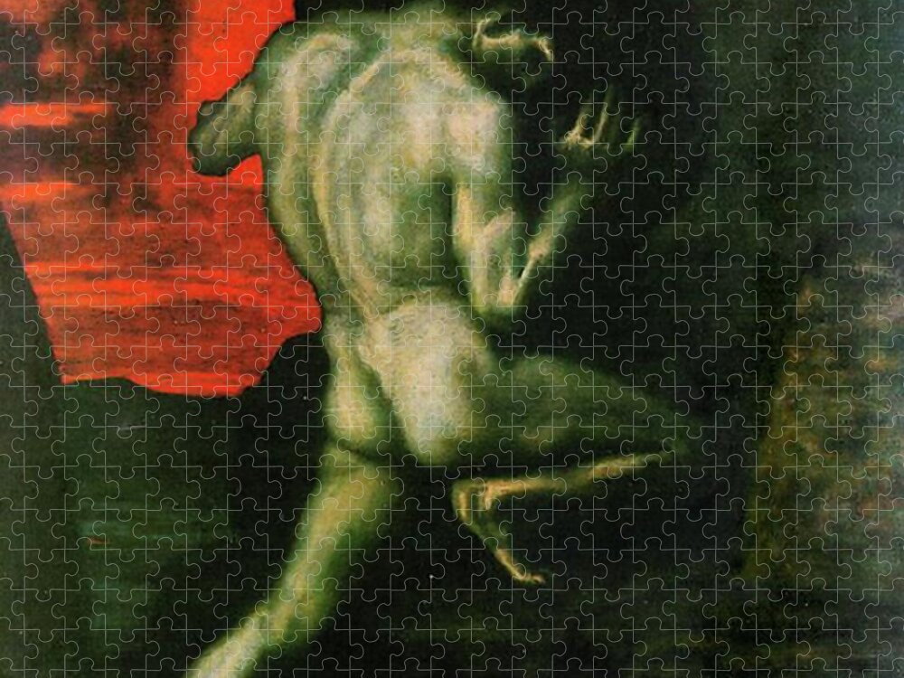 Franz Von Stuck Jigsaw Puzzle featuring the painting Sisyphus by Franz von Stuck