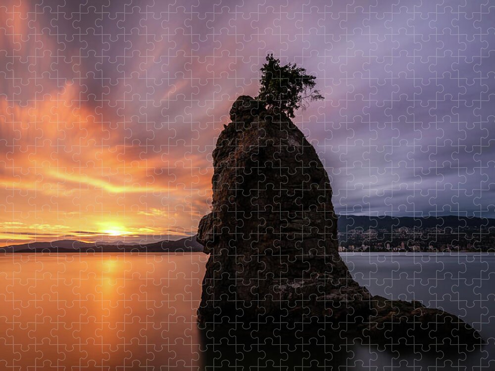 Vancouver Jigsaw Puzzle featuring the photograph Siwash Rock Sunset Vancouver by Pierre Leclerc Photography