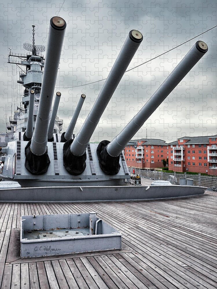 Uss Wisconsin Jigsaw Puzzle featuring the photograph Six Pack of Sixteens by Christopher Holmes