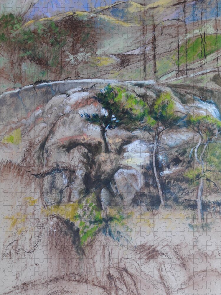  Jigsaw Puzzle featuring the painting Sketch for Ogwen painting 2 by Harry Robertson