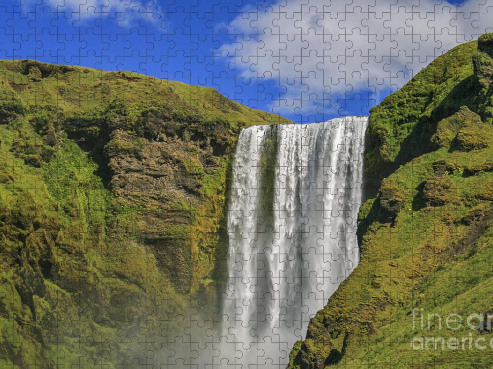 Skogafoss Jigsaw Puzzle featuring the photograph Skogafoss waterfall by Patricia Hofmeester