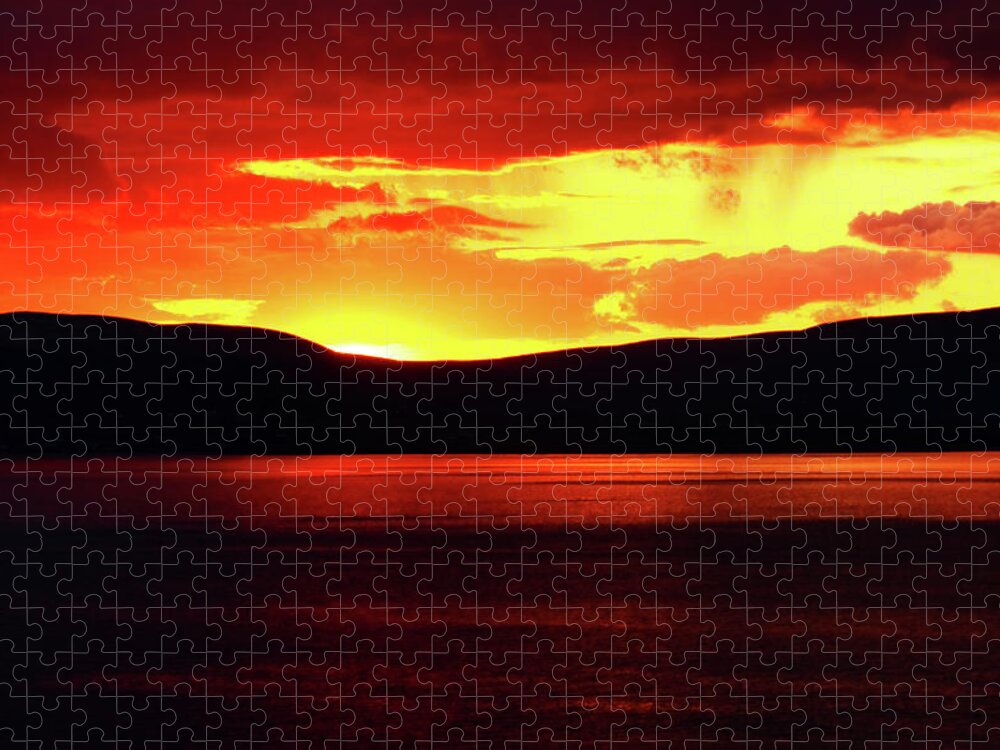Sunsets Jigsaw Puzzle featuring the photograph Sky Of Fire by Aidan Moran