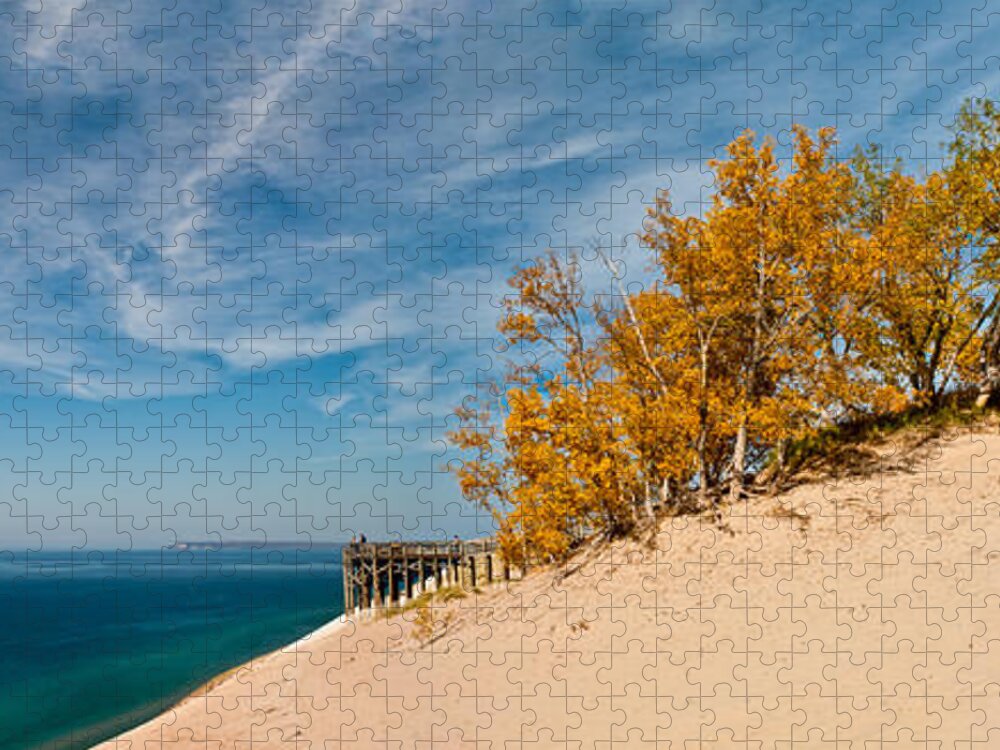 Panaramic Jigsaw Puzzle featuring the photograph Sleeping Bear Overlook by Larry Carr