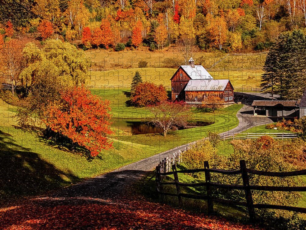 Autumn Foliage New England Jigsaw Puzzle featuring the photograph Sleepy Hollow - Pomfret Vermont-2 by Jeff Folger