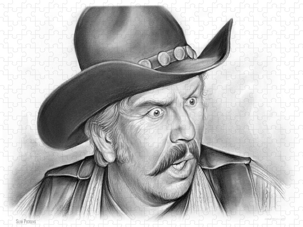 Slim Pickens Jigsaw Puzzle featuring the drawing Slim Pickens by Greg Joens