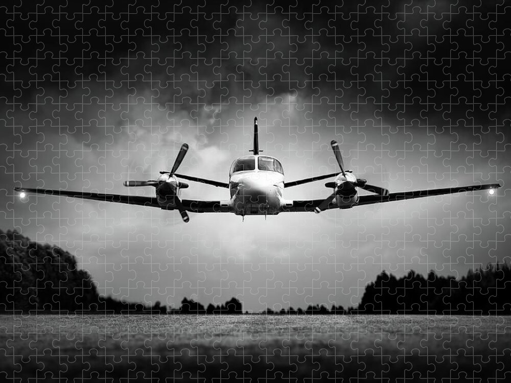 Airplane Jigsaw Puzzle featuring the photograph Small airplane low flyby by Johan Swanepoel
