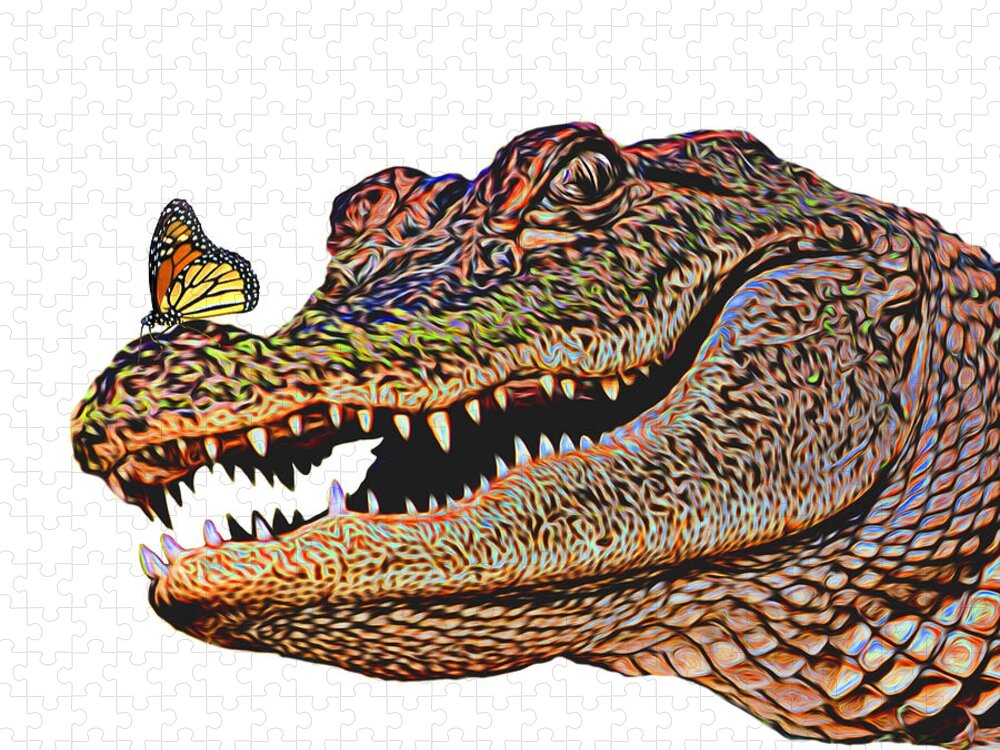 Alligator Jigsaw Puzzle featuring the photograph Smile by Mitch Spence