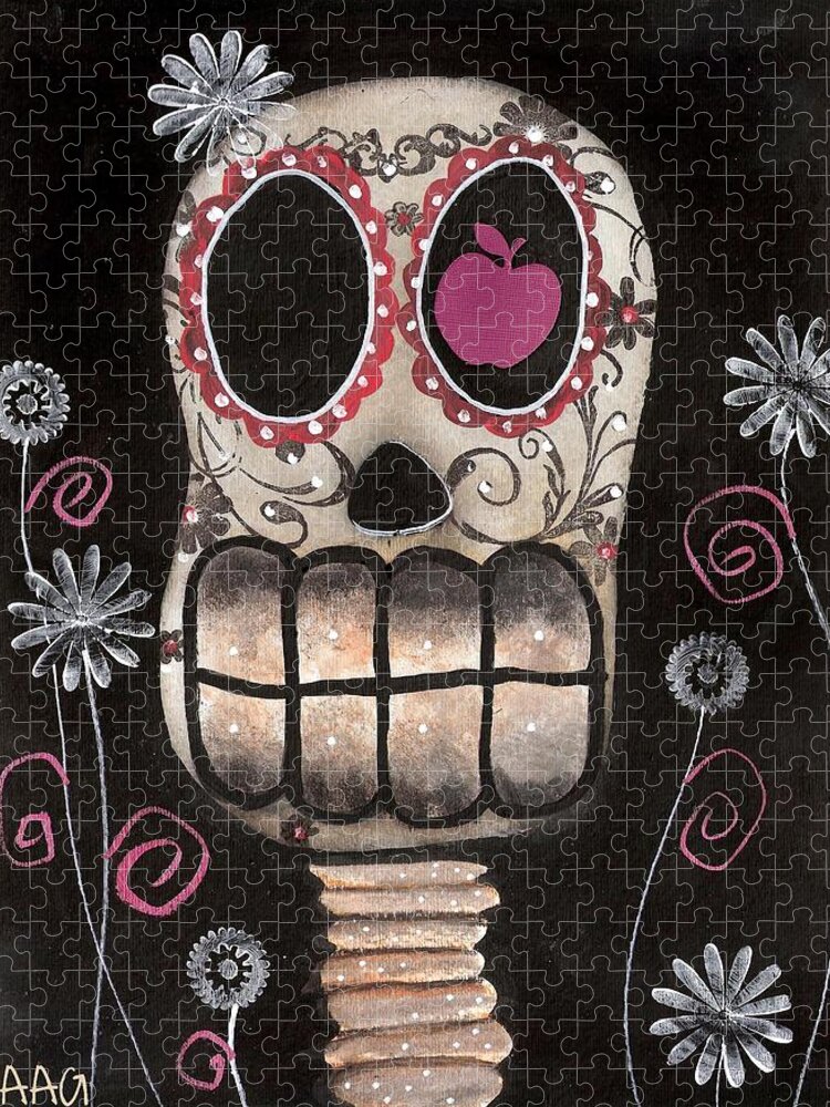 Day Of The Dead Jigsaw Puzzle featuring the painting Smile your Dead by Abril Andrade