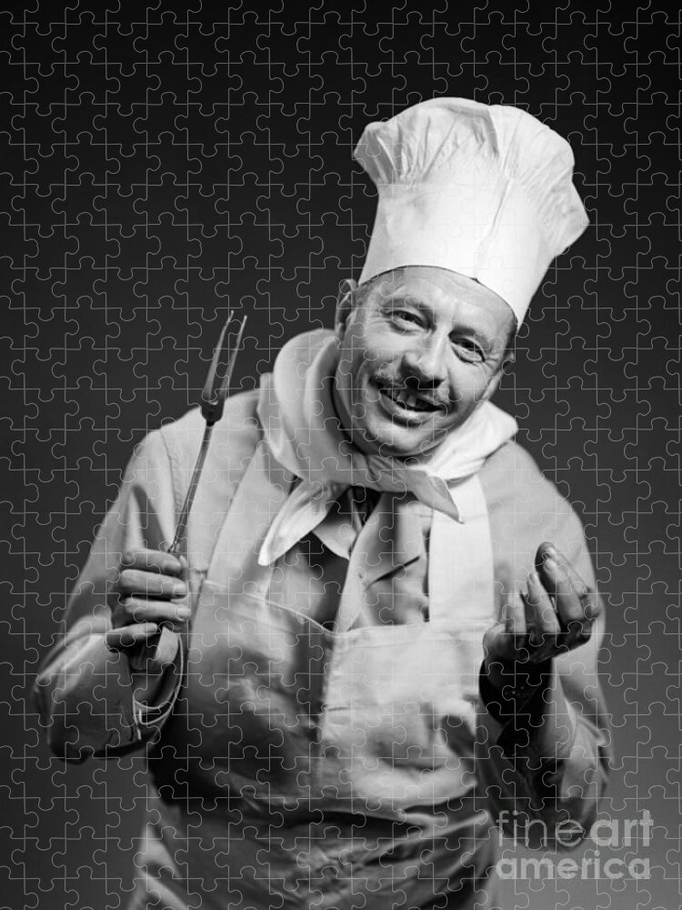1950s Jigsaw Puzzle featuring the photograph Smiling Chef, C.1950s by Debrocke/ClassicStock