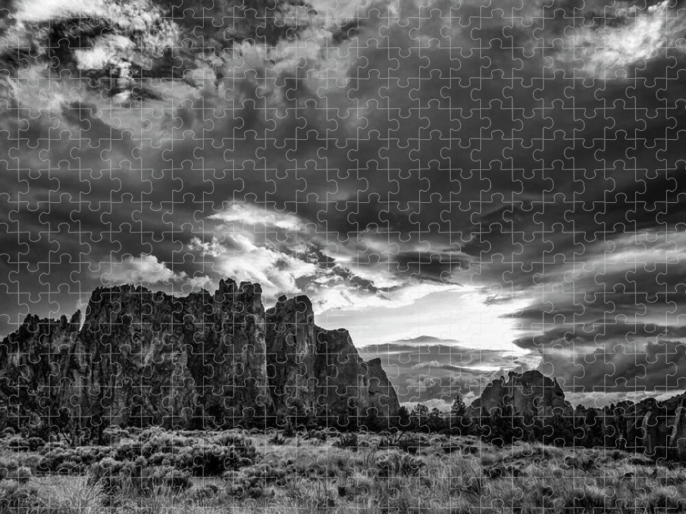Clouds Jigsaw Puzzle featuring the photograph Smith Rock Fury by Steven Clark