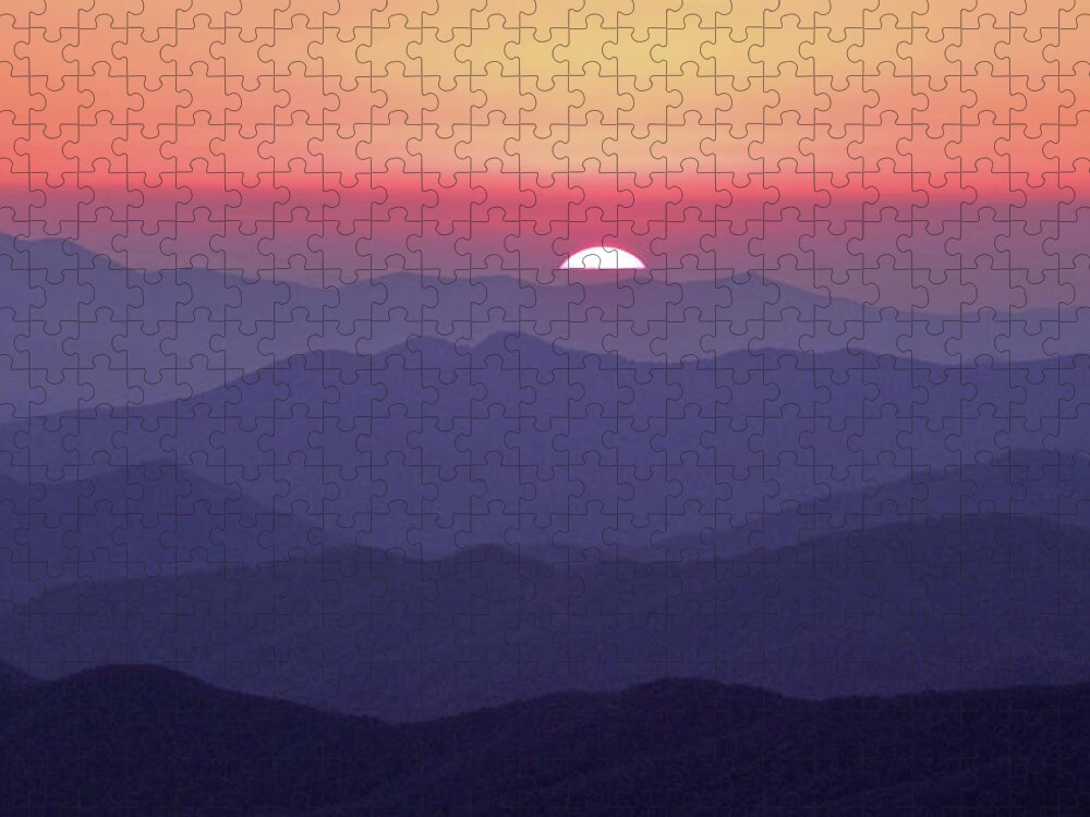 Landscape Jigsaw Puzzle featuring the photograph Smoky Mountain Sunset from Clingmans Dome by William Slider