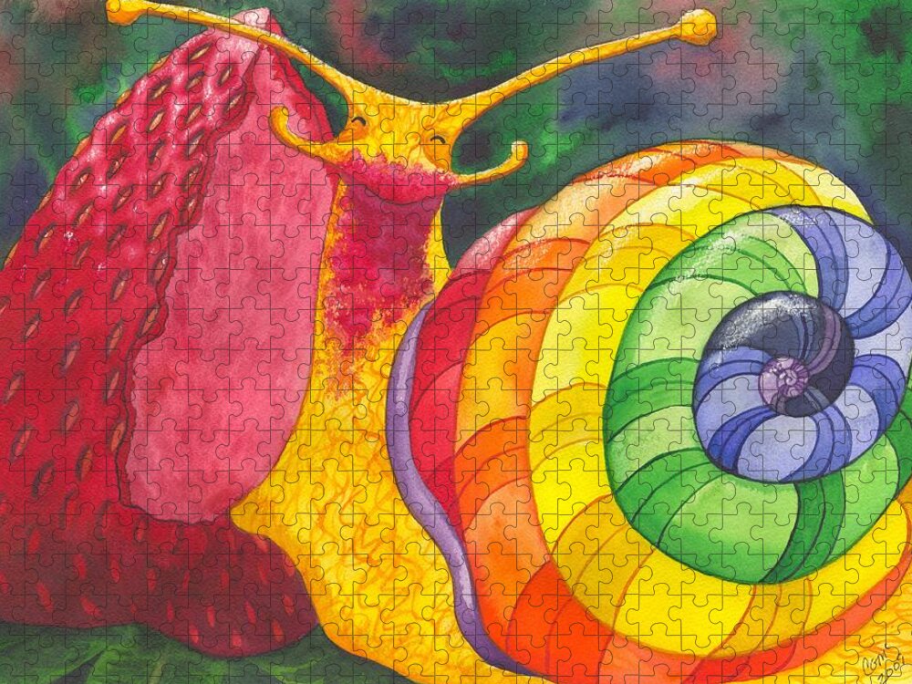 Humor Jigsaw Puzzle featuring the painting Snail Nirvana by Catherine G McElroy