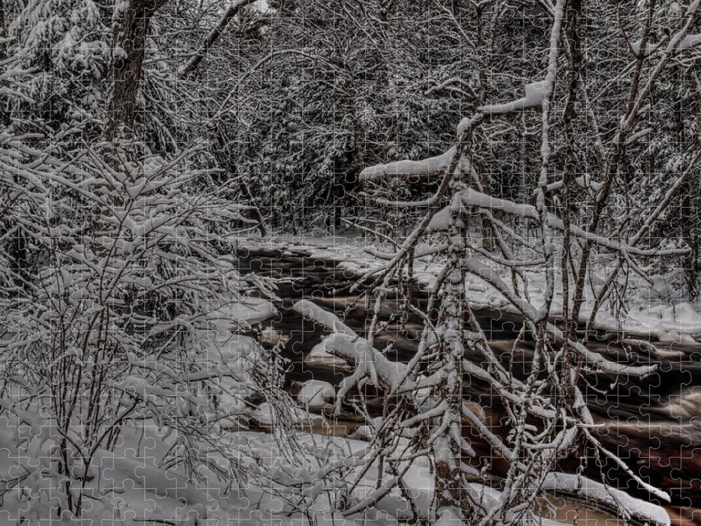 Prairie River Jigsaw Puzzle featuring the photograph Snow Covered Prairie River by Dale Kauzlaric