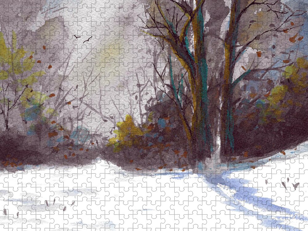 Snow Jigsaw Puzzle featuring the painting Snow Day by David G Paul