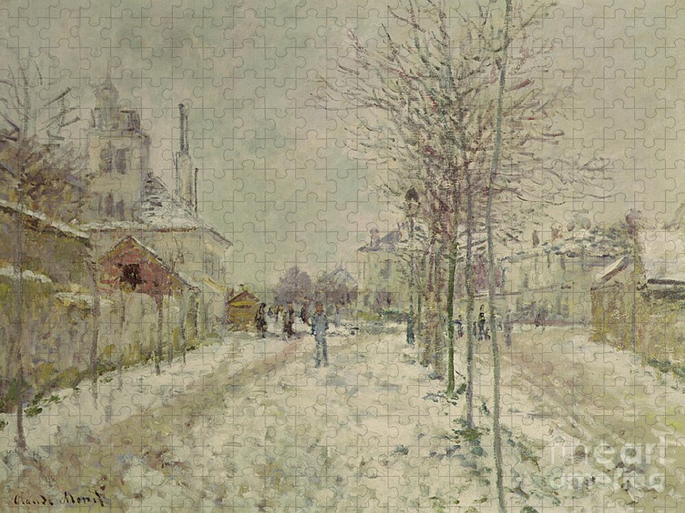 Snow Effect Jigsaw Puzzle featuring the painting Snow Effect by Monet by Claude Monet
