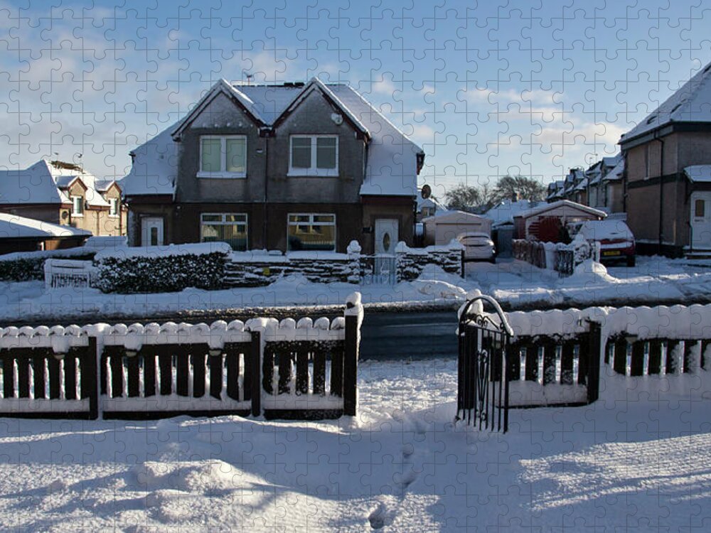 Village Jigsaw Puzzle featuring the photograph Snow in a village by Elena Perelman
