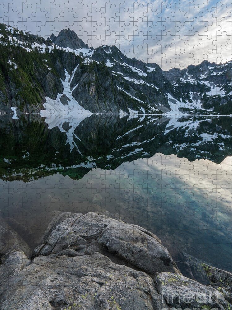 Snow Lake Jigsaw Puzzle featuring the photograph Snow Lake Chair Peak Dusk Reflection by Mike Reid