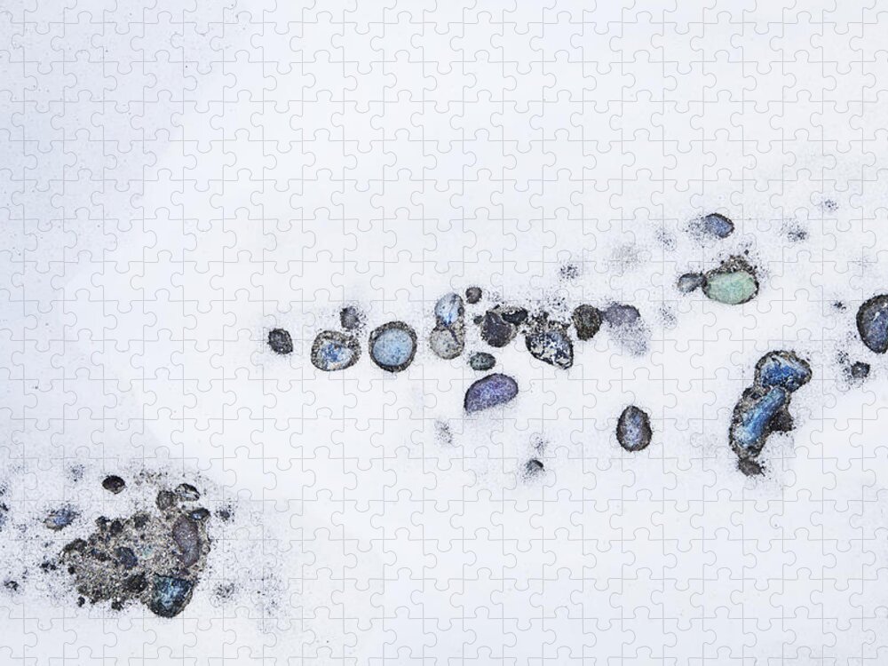 Theresa Tahara Jigsaw Puzzle featuring the photograph Snow Pebbles Left by Theresa Tahara