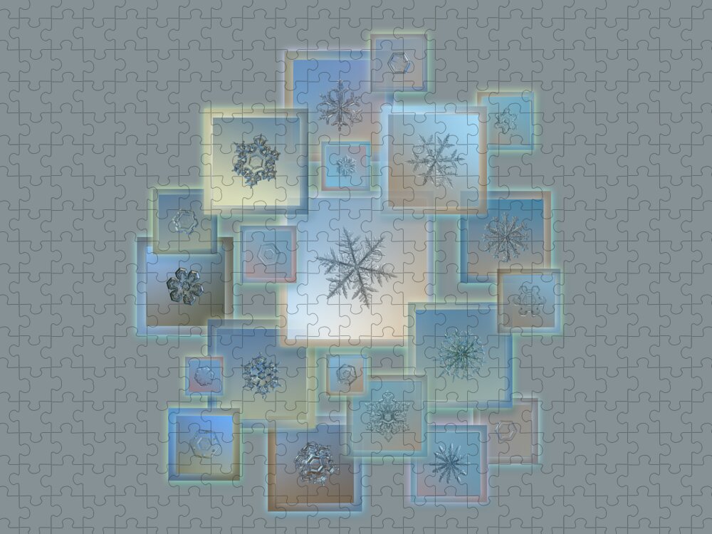 Snowflake Jigsaw Puzzle featuring the photograph Snowflake collage - Bright crystals 2012-2014 by Alexey Kljatov