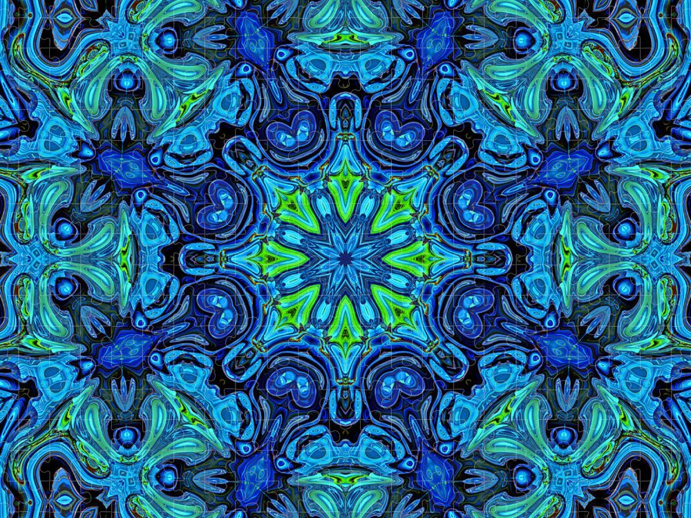 Blue Jigsaw Puzzle featuring the digital art So Blue - 04v2 - Mandala by Aimelle Ml