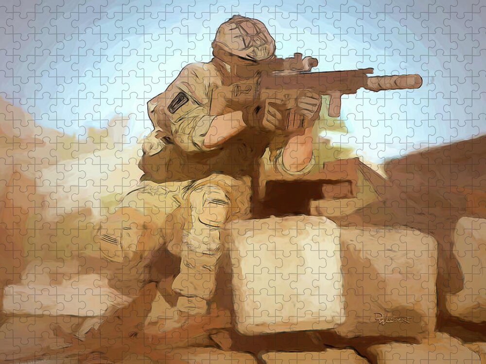 Soldier Jigsaw Puzzle featuring the digital art Soldier by David Luebbert