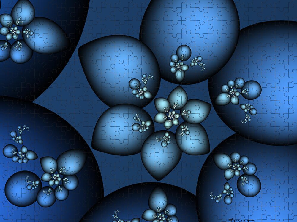 Fractal Jigsaw Puzzle featuring the digital art Something Blue by Jutta Maria Pusl