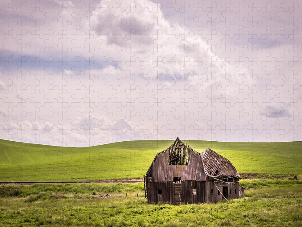 Palouse Barn Old Purple Landscape Country Id Idaho Wa Washington Jigsaw Puzzle featuring the photograph Soon Gone by Brad Stinson