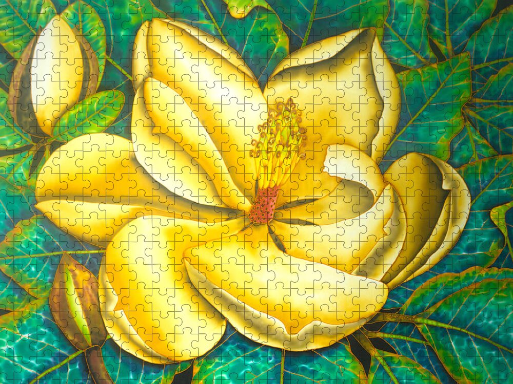 Southern Magnolia Jigsaw Puzzle featuring the painting Southern Magnolia by Daniel Jean-Baptiste