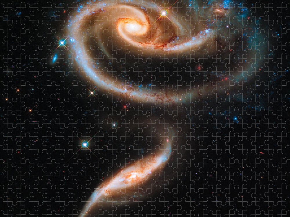 Space Jigsaw Puzzle featuring the digital art Space image Galaxy rose by Matthias Hauser