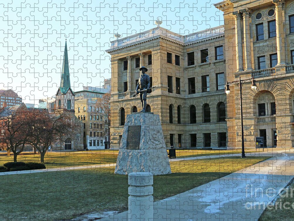 Lucas County Courthouse Jigsaw Puzzle featuring the photograph Spanish American War Memorial at Lucas County Courthouse 0098 by Jack Schultz