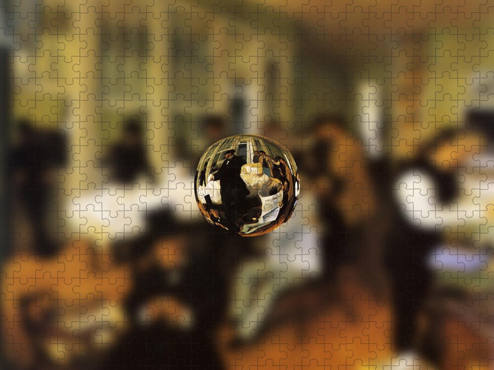Abstract In The Living Room Jigsaw Puzzle featuring the digital art Sphere 17 Degas by David Bridburg